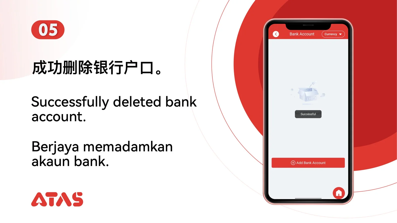 Delete Bank Account — Step 6